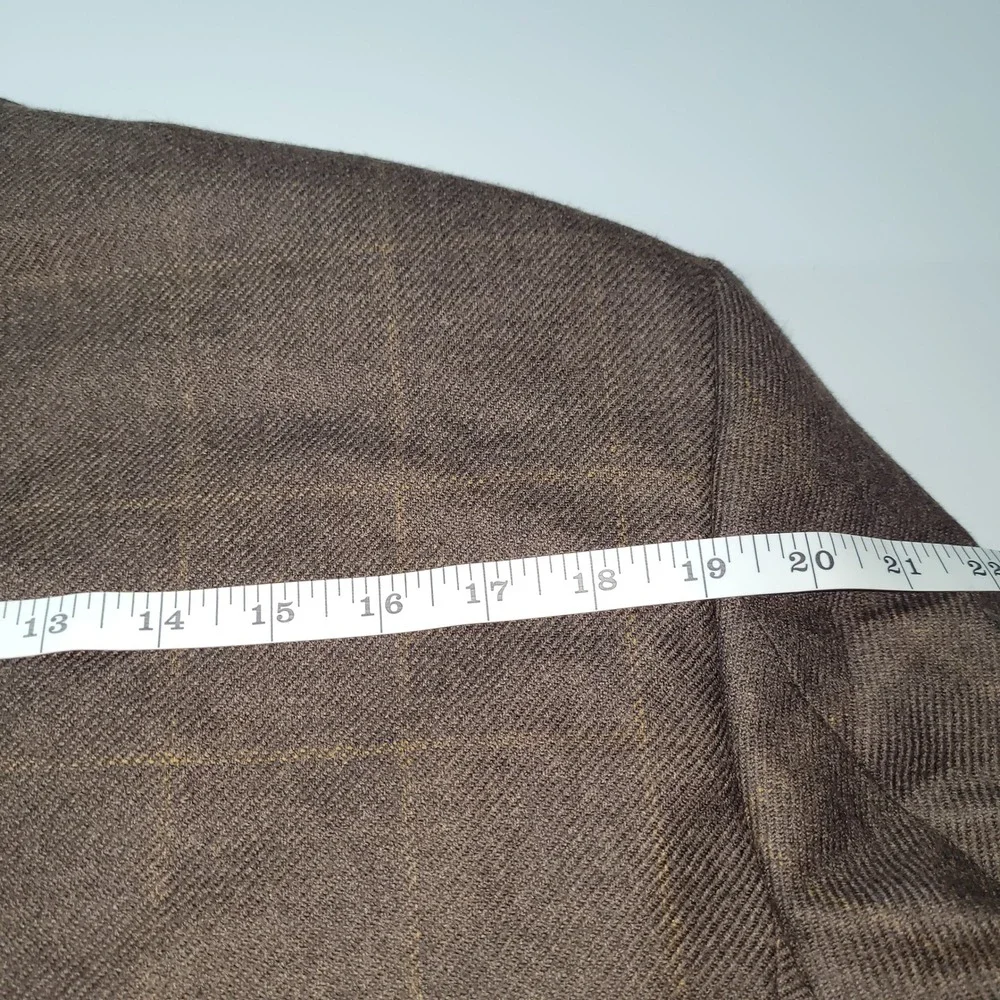 Stafford Mens Brown Plaid Blazer Suit‎ Jacket Sport Coat 42R Wool Cashmere Blend